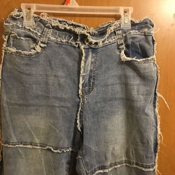 Elite Patchwork Light Wash Unfinished Raw Hem Skinny Jeans 13 - Picture 8 of 16